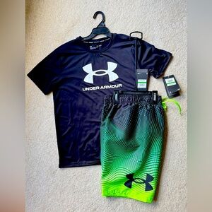 UNDER ARMOUR BOYS SIZE YOUTH L MATCHING SWIM SET